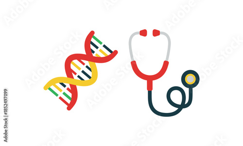 Healthcare science set with dna and stethoscope for medical research