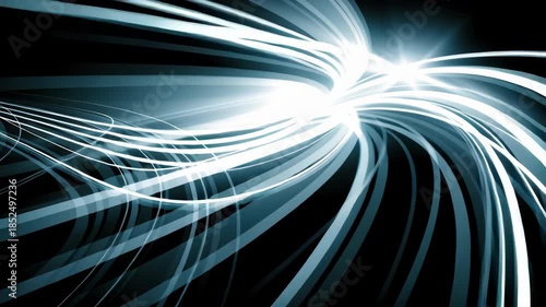 Abstract Futuristic Speed Lines Create Dynamic Light Streaks on Black Background, Evoking Motion, Energy, and Innovation with Striking Visual Impact and Depth