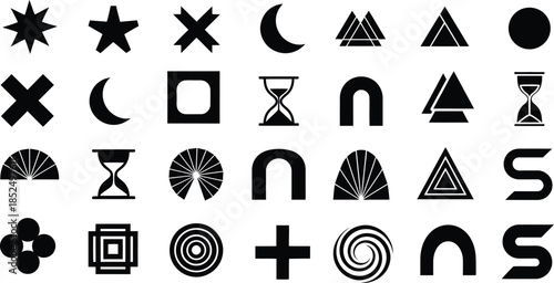Collection of various geometric and symbolic icons