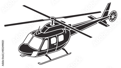 Helicopter Silhouette Side View Vector Icon