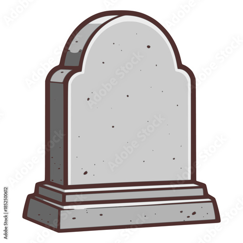 cartoon grave headstone name sign flat color vector illustration template design