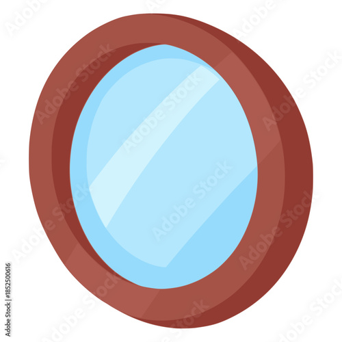 Round mirror decoration interior flat color vector illustration template design
