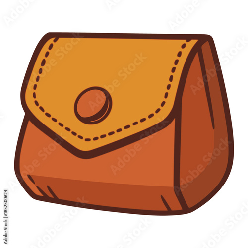 woman purse leather wallet flat color vector illustration template design