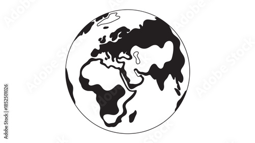 Black and White Earth Globe on White Background