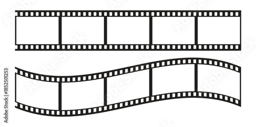 Film Strip Frames Collection Flat Vector Set Isolated on White Background.