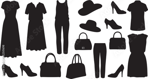 Collection of black and white fashion and beauty icons. set of fashion and beauty icons