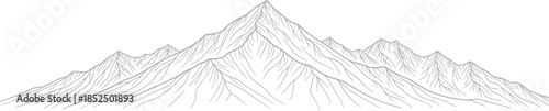 Minimalist mountain range line art drawing vector graphic illustration sketch landscape nature peaks