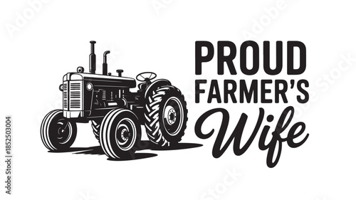 Proud Farmers Wife Standing Next to Tractor