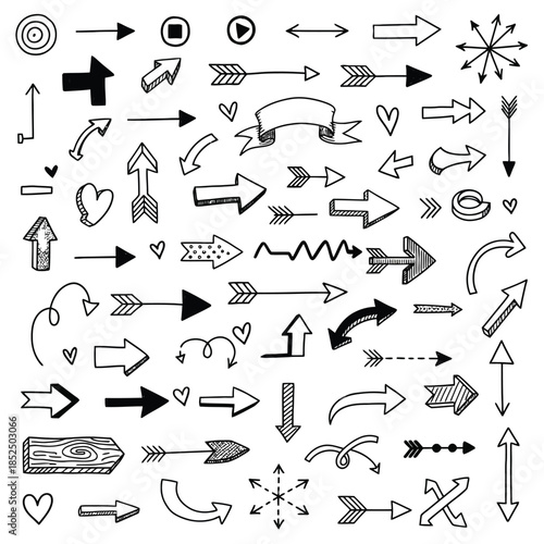 Collection of various black and white arrow icons and symbols
