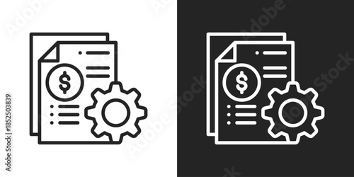 Financial Report Icon In Black And White Line Style