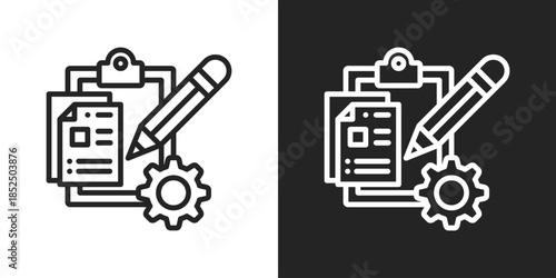 Process Documentation Icon In Black And White Line Style