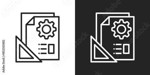 Technical Document Icon In Black And White Line Style
