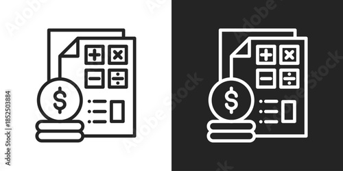 Budget Planning Icon In Black And White Line Style