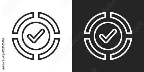 Goal Achievement Icon In Black And White Line Style