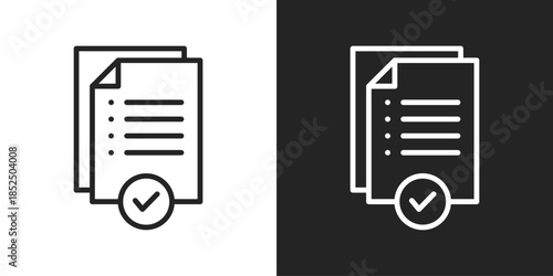Approved Document Icon In Black And White Line Style