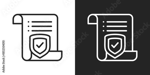 Policy Approval Icon In Black And White Line Style