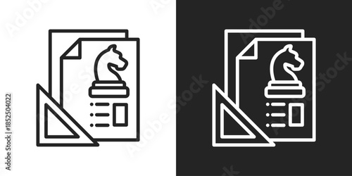 Financial Document Icon In Black And White Line Style