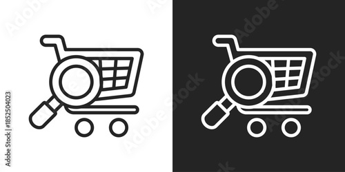 Online Shopping Icon In Black And White Line Style