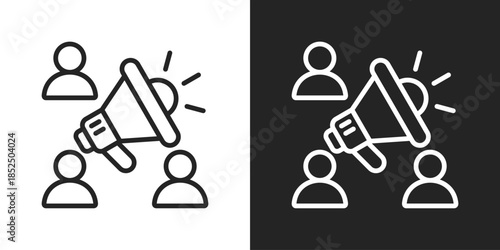 Public Announcement Icon In Black And White Line Style