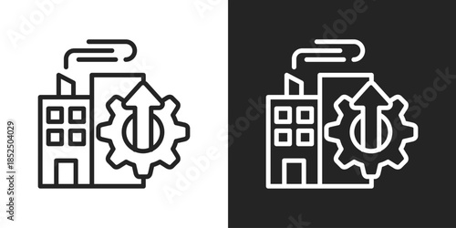 Business Growth Icon In Black And White Line Style