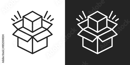 Product Launch Icon In Black And White Line Style