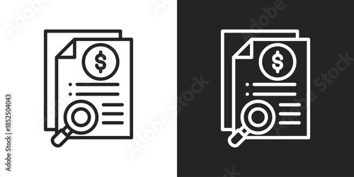 Financial Audit Icon In Black And White Line Style