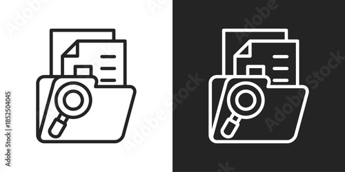 File Search Icon In Black And White Line Style
