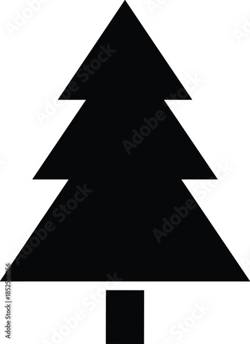 Modern solid symbol showing a triangular spruce tree to denote specialized winter season themes, organic botanical growth, wild nature preservation, and timber findings.