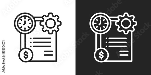 Financial Report Icon In Black And White Line Style