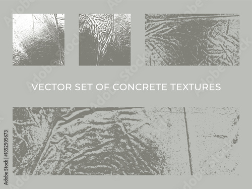 Set of vector concrete textures - plaster texture background for banners, flyers and posters - style of architecture and folded surface. High-resolution monochrome patterns - Grains and noise backdrop
