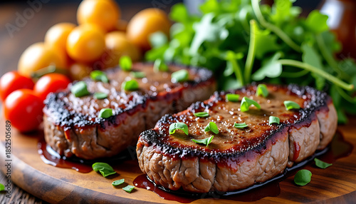 Grilled Steak with Fresh Greens and Tomatoes