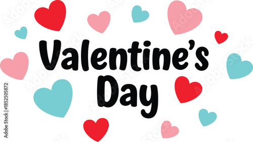 Valentine's Day celebration with colorful hearts