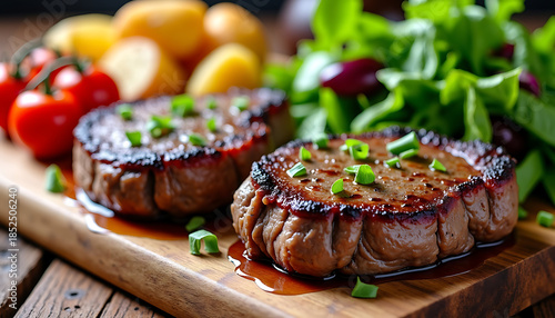 Grilled Steak with Fresh Greens and Tomatoes