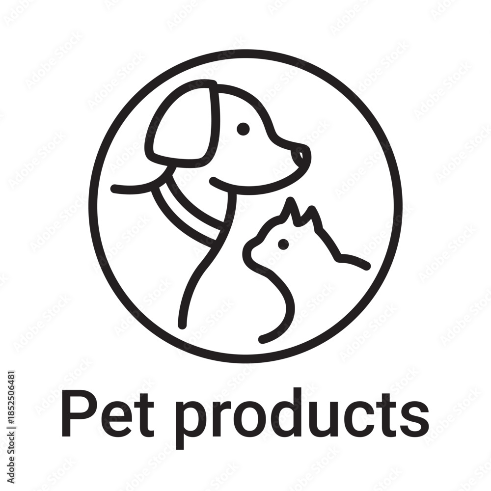 Obraz premium Pet products icon. Vector line symbol for a website, product card, presentation and mobile app, packaging or instruction. Editable outline sign
