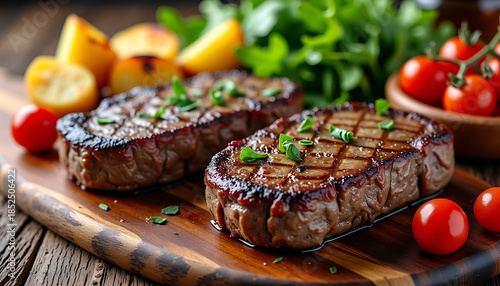 Grilled Steak with Fresh Greens and Tomatoes