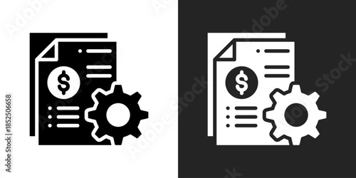 Financial Report Icon In Black And White Glyph Style