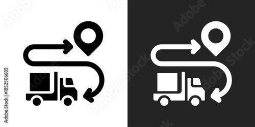 Route Planning Icon In Black And White Glyph Style
