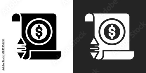 Financial Plan Icon In Black And White Glyph Style