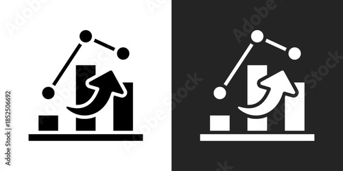 Data Analytics Icon In Black And White Glyph Style