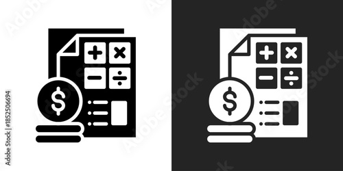 Budget Planning Icon In Black And White Glyph Style