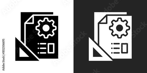 Technical Document Icon In Black And White Glyph Style