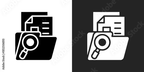 File Search Icon In Black And White Glyph Style