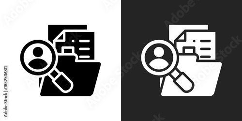 Document Search Icon In Black And White Glyph Style