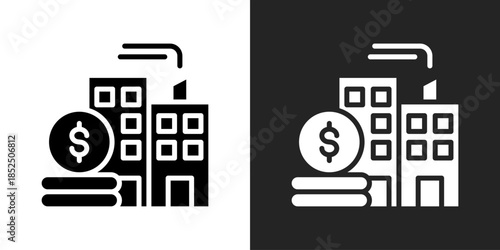 Corporate Finance Icon In Black And White Glyph Style