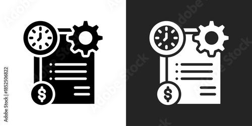 Financial Report Icon In Black And White Glyph Style