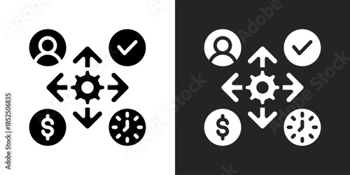 Management Control Icon In Black And White Glyph Style