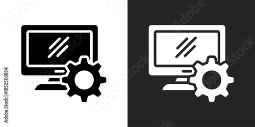 System Display Icon In Black And White Glyph Style
