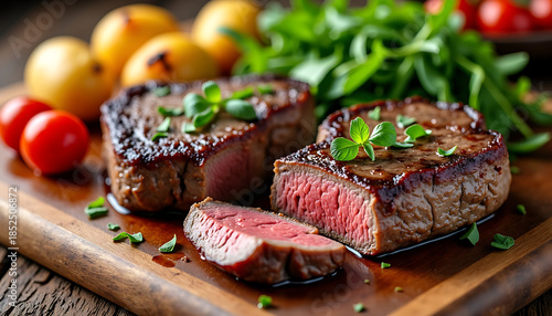 Grilled Steak with Fresh Greens and Tomatoes