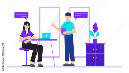 Co-working Space Hosting a Startup Incubator. Business Flat Vector Illustration
