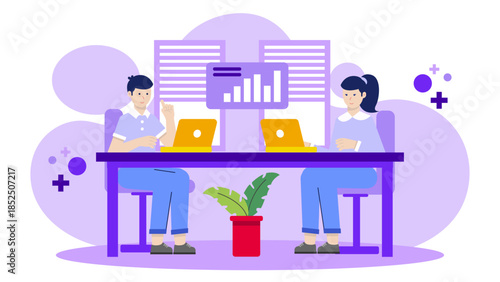 Co-working Space Hosting a Startup Incubator. Business Flat Vector Illustration